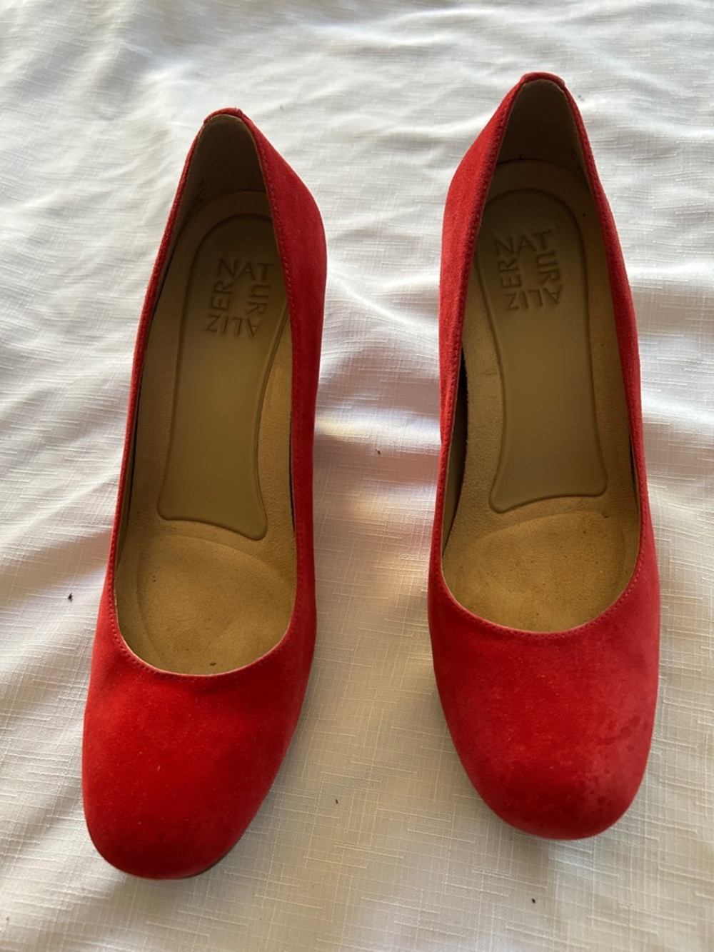 Naturalizer Red Suede Classic Round-Toe Pumps